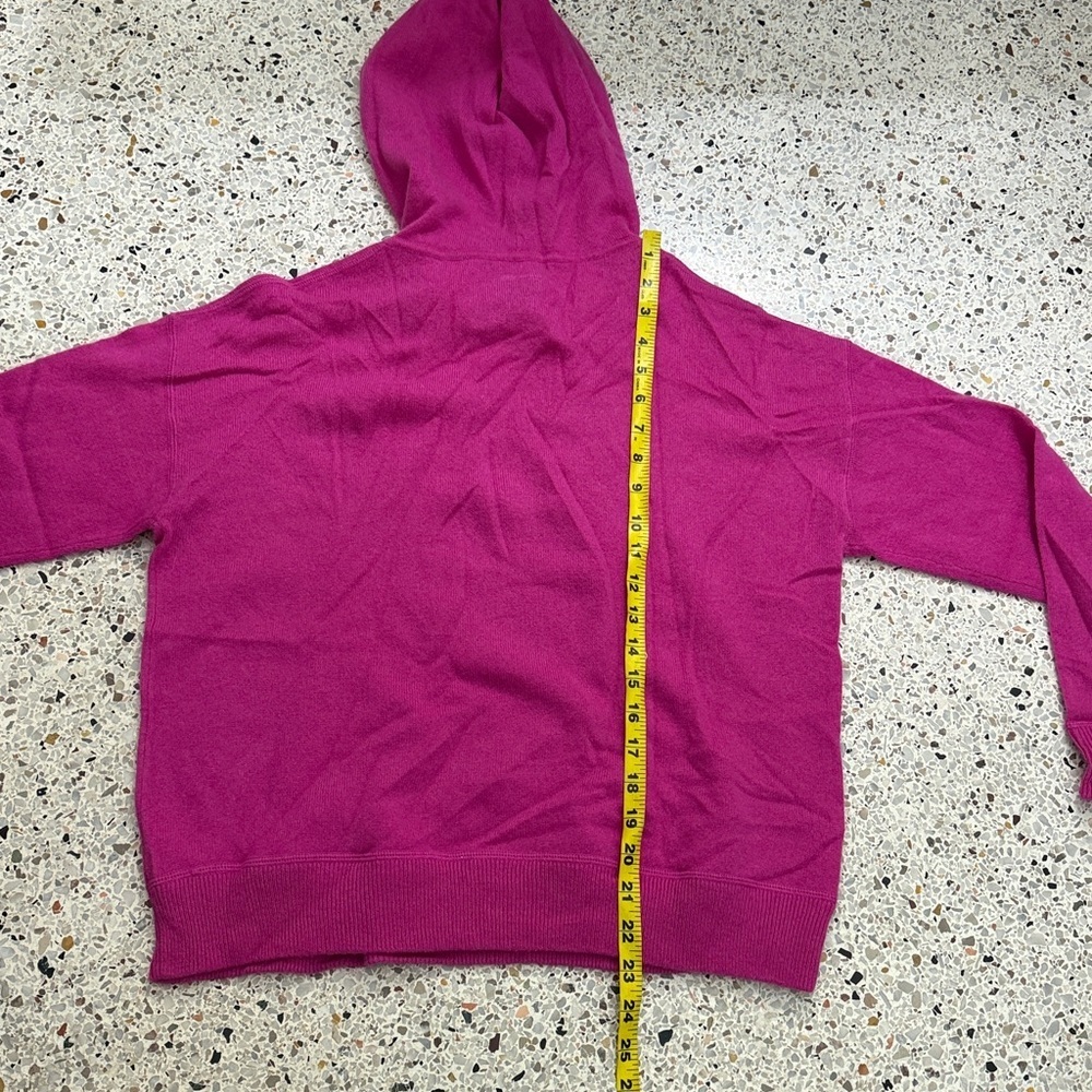 C by Bloomingdale’s 2 ply cashmere sweater hoodie hood hot pink medium m - Picture 5 of 5